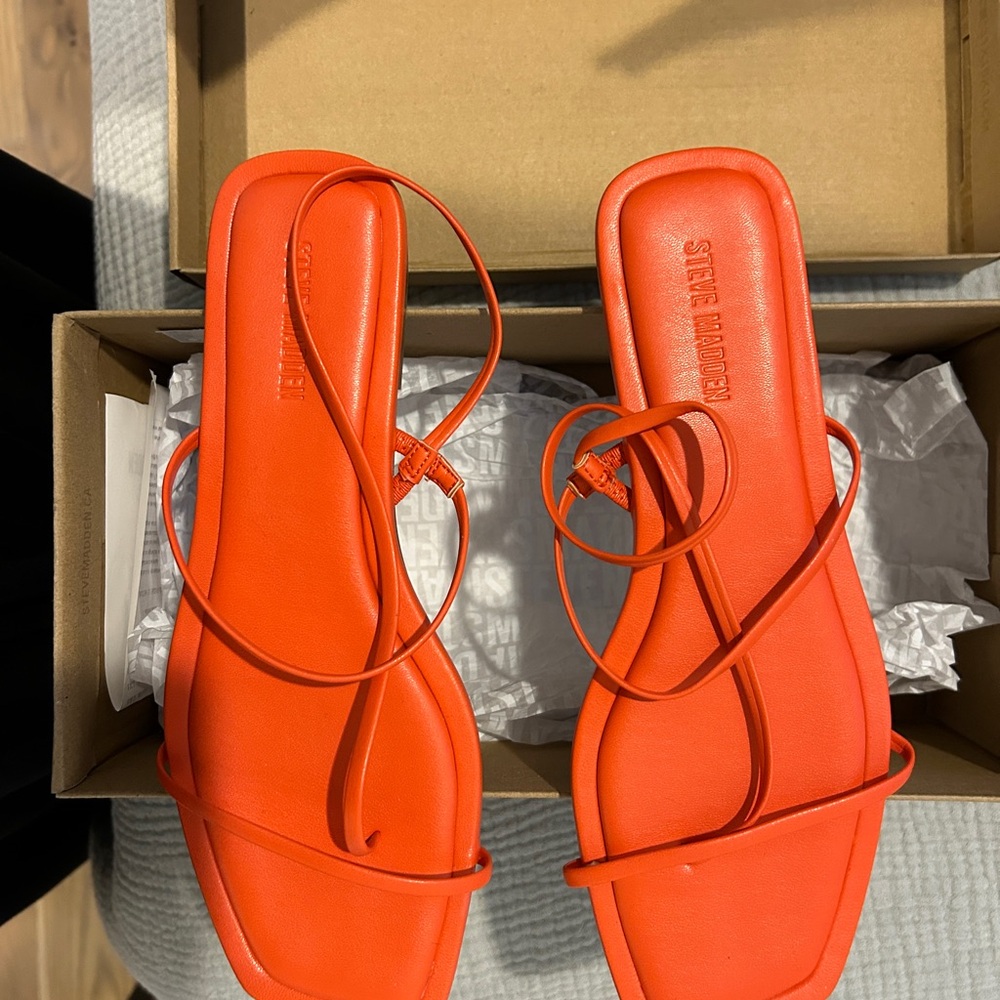 Steve Madden Women's Bright Orange Strappy Sandals